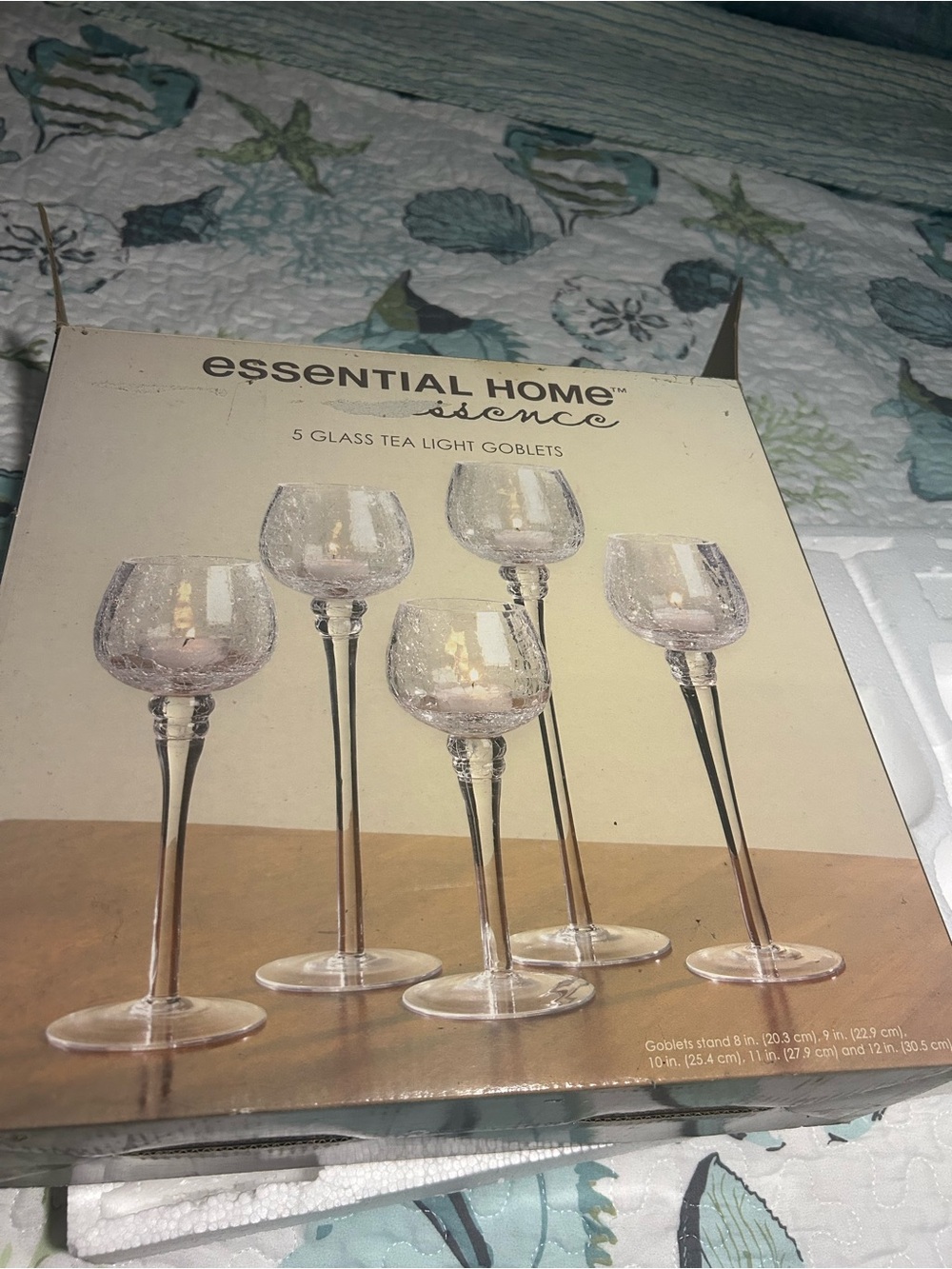 Vintage clear Crackle Glass Tea Light Goblets - Set of 5